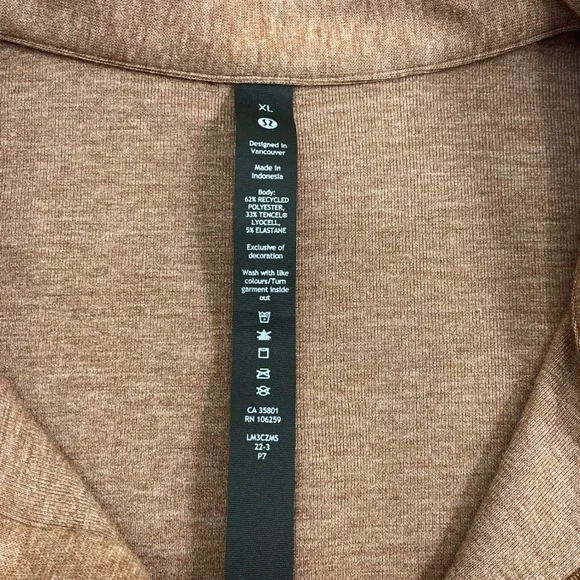 Lululemon Soft Knit XL Long Sleeve Button Up Shirt Brown Heathered Snap Button - Picture 4 of 7